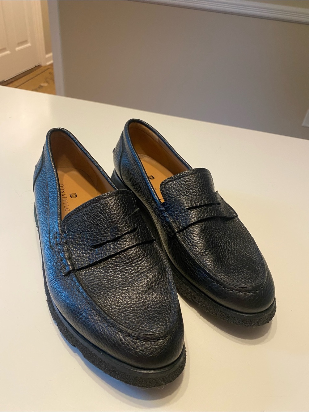 Donatello Black Leather Atlanta Penny Loafers size 10